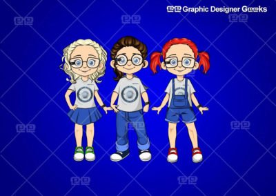 Graphic Designer Geeks | Brand Avatars and Mascots | Mascot - Geek Triplets